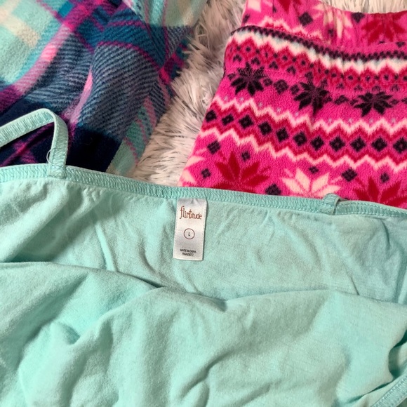 Flirtitide 3-Piece Pajama Set - Fleece Bottoms - Spaghetti Strap Top - Picture 3 of 8